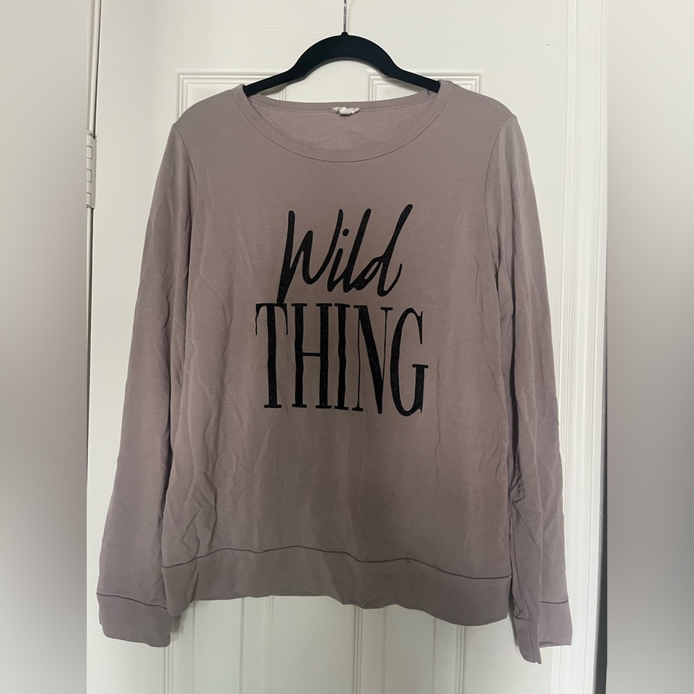 Wild Thing Graphic Long Sleeve Top - Taupe